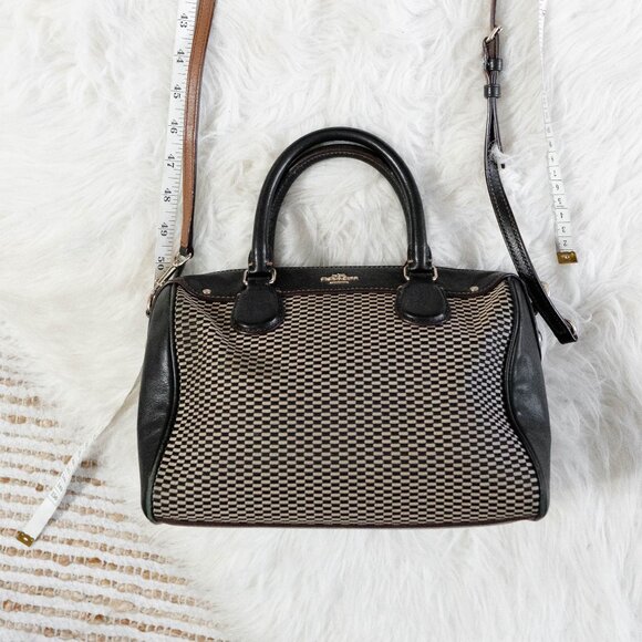 Coach F57242 Legacy Mini Bennett Checkered Satchel Bag Leather Gold Hardware - Picture 15 of 15